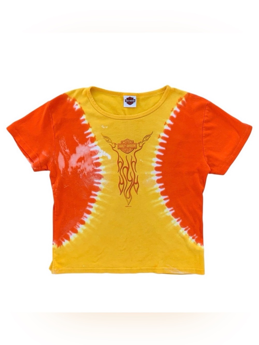 Harley-Davidson Yellow & Orange Tie Dye Motorcycle Flames St. Joe T-Shirt, XL